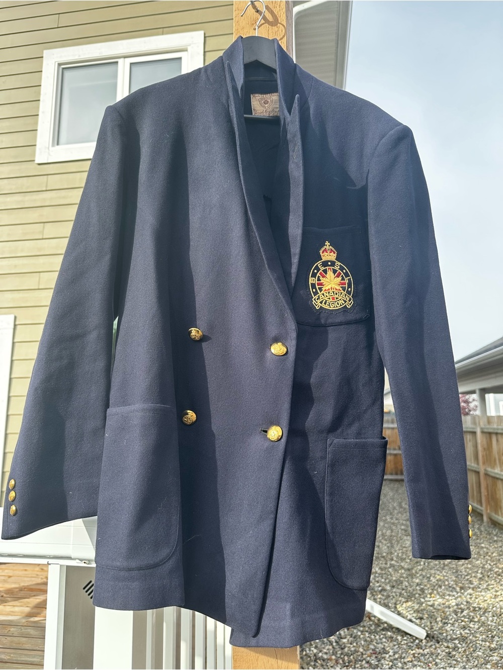 Vintage 1930s/40s Canadian Legion BESL Double Breasted Wool Blazer 42L/44R RARE